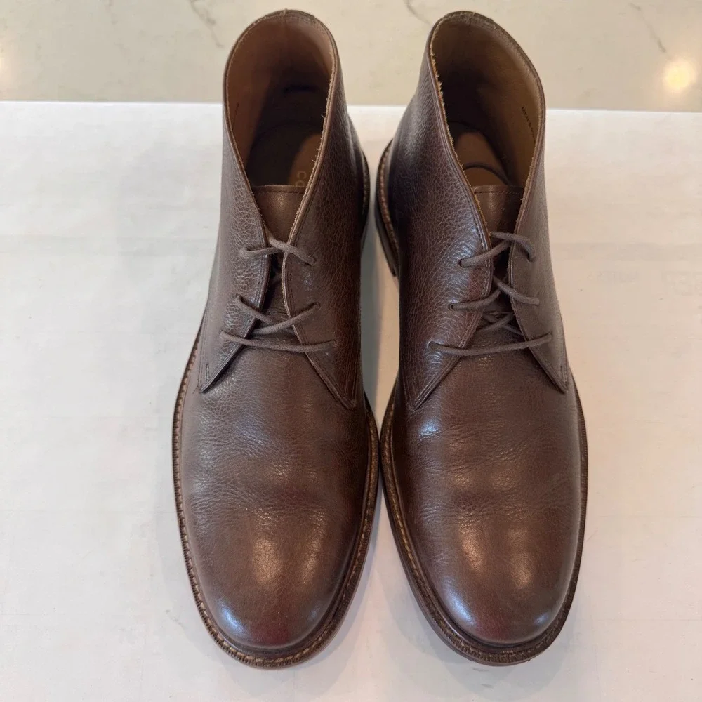 Cole Haan Men 9.5 M Brown Pebbled Leather Chukka Boots C22941 Lace Up Ankle